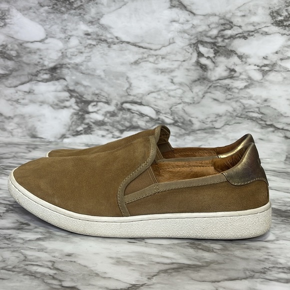 UGG Jass Slip On Suede Sneakers Shoes Gold Brown Chestnut Womens Sz 9 - Picture 3 of 14